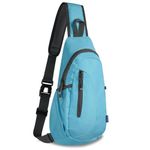 TITECOUGO Small Canvas Sling Bag Lightweight Crossbody Bag for Women Rucksack for Men Running Backpack Travel Chest Pack Daypack Shoulder for Gym Work Hiking Outdoor Sports Sky Blue