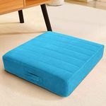 MeMoreCool Square Floor Pillow Seating for Adults Kids, Large Meditation Cushion Floor Pillow with Thick Foam & Soft Tufted Cover, Washable Big Pillow Seat Floor Cushion for Sitting Yoga 24" Blue