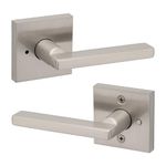 Weiser Halifax Satin Nickel Door Handle, Reversible Privacy Lever, Interior Door Handles for Bedroom and Bathroom Doors, Keyless Bathroom/Bedroom Door Lock, Modern Home Décor