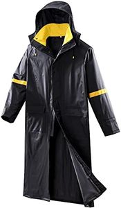 EI Sonador Classic Long Rain Coats for Men, Hooded Raincoats Rain Gear for Waterproof Work, Breathable, Rain Jacket Poncho (Black & Yellow, M)
