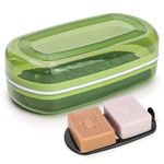 AIDIMMING Shampoo Bar Holder, Travel Soap Case,Large Shampoo & Conditioner Bar Soap Dish, Soap Box for Facial Cleansing Bar, Soap Container for Traveling, Camping, Gym, Bathroom (Max, Green)