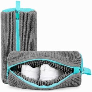 Shoe Washing Bag – 2Pcs Reusable Shoe Laundry Bags for Sneakers, 360° Deep Cleaning, Secure Lock Sneaker Washing Machine Bag with 6 Deodorizer Balls & Shoe Trees (Grey)