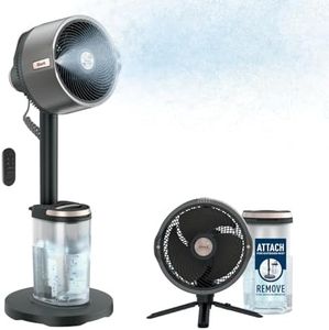 Shark FlexBreeze Pro Mist Cordless Indoor & Outdoor Fan with Outdoor Misting System, 20m Cooling Reach, 24hr Runtime, Pedestal & Table Fan, 5 Speeds, Quiet, Remote Control, Charcoal Grey FA300UK