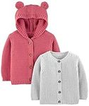 Simple Joys by Carter's Baby 2-Pack Neutral Knit Cardigan Sweaters, Grey/Red, 6-9 Months