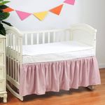 Crib Skirt Pink 400 Thread Count Cotton Crib Dust Ruffle for Baby Girls and Boys, Soft and Breathable Crib Bed Skirt with 14" Drop