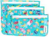 Bumkins Travel Bag, Toiletry, TSA Approved Pouch, Zip Bag, Quart Size Airline Compliant, Clear-Sided, Baby, Diaper Bag Organization, Makeup, Accessories, Packing, Set of 3 Sizes, Hello Kitty