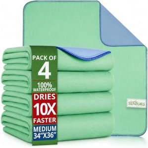 Bed Pads Washable Waterproof 34"x36"- Pack of 4 Incontinence Bed Pads for Adults - Dementia Products for Elderly & Disabled & Bedridden Patients - Reusable Bed Wetting Pees Pads - Ideal for Dogs
