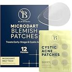 BLOOMORA Microdart Pimple Patch, Cystic Acne Treatment, Spot Patches Salicylic Acid & Hyaluronic Acid, Pimple Patches Microneedle Technology - Early Stage Acne Patch (12 Count)