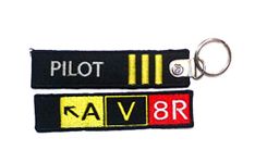 Pilot18 Pilot 3 Stripes AV8R Embroidery Aviation Pilot Keychain