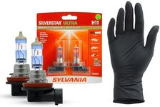 SYLVANIA - H11 SilverStar Ultra plus Free Installation Gloves - High Performance Halogen Headlight Bulb, High Beam, Low Beam, Fog Replacement Bulb, Brightest Downroad Whiter Light (Contains 2 Bulbs)