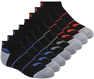 PUMA Kids' 8 Pack Low Cut Socks, Black/Red