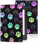 Pegmode for Kindle Paperwhite 11th Generation Case 6.8 Inch 2021 / Paperwhite Signature Edition Cute Women Girls Teens Kids Unique Paw Prints Folio Fabric Paper White Cover Auto Sleep/Wake E-Reader