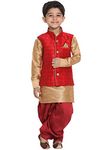 JBN Creation Vastramay Boy's Cotton Silk Blend Nehru Modi Jacket Kurta and Pyjama Set for 13-14 Years (VASnBJ009MAnBUK001RGnCDMA, Maroon)