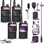 BAOFENG UV-5R 8W Ham Radio Dual Band Long Range UV5R Two Way Radio with 4pcs Handheld Speaker Mic & 4pcs771 Antenna and Programming Cable BF UV5R 4Packs