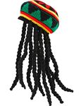 SATINIOR Rasta Hat with Black Dreadlocks Wig Rasta Wig with Cap for Costume Accessory (1 Piece)