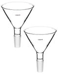 QWORK Glass Jointed Short Stem Powder Funnel Filter Funnel with 100mm Top O.D and 24/40 Inner Joint for lab, 2 Pack