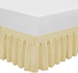 Wrap Around Elastic Eyelet Bed Skirts 14 1/2 Inches Drop Dust Ruffle Three Fabric Sides Easy On/Easy Off Adjustable Polyester Cotton