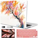 LCMOCICO for 2024 M3 A3113 MacBook Air 13.6 inch Case M2 2022 2023 A2681 Cover, Patternt Plastic Hard Shell Case Keyboard Skin Screen Film for Mac Air 13.6" M3 M2 with Touch ID, Phoenix Tree Flowers