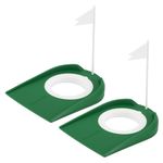 2pcs Golf Putting Cup with Flag, Green Golf Practice Putting Cup Plastic Golf Putting Hole Cup Small Golf Hole Cup Training Accessories for Office Yard Indoor Outdoor Home Backyard