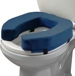 Lunderg Toilet Seat Riser for Seniors - Adds 3 inches. Universal Fit - Raised Toilet Seat Cushion with High-Density Foam for enhanced Comfort & Elevation. Easy to Clean. Post-Surgery Must have (Blue)