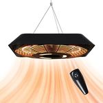 Star Patio Electric Patio Heater, Outdoor Heater, Modern Hanging Patio Heater with Remote and Touch Switch, 750W/1500W Ceiling Infrared Heater with SQUARE SHAPE, IP45 Waterproof, STP1568-RMLED-SQ N1