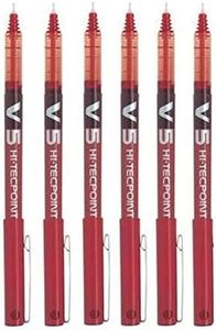 Pilot BX-V5 Hi-Tecpoint Lot de 6 stylos à bille Pointe extra fine 0,5 mm Trait 0,3 mm Rouge