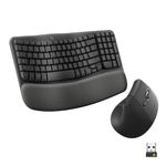 Logitech Lift Vertical Ergonomic Mouse with Wave Keys Wireless Ergonomic Keyboard with Cushioned Palm Rest - Graphite