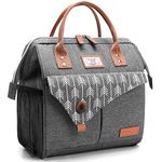 Lekesky Insulated Lunch Bags for Women, 12-Can Wide-Open Lunch Box for Men Leakproof, Adult Reusable Cooler Bag Lunch Kit for Work, Picnic, Beach, Grey