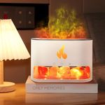 Salt Lamp Diffuser 2 in 1 Flame Diffuser & Flame Himalayan 250ml & Himalayan Salt Lamp with 4 Salt Rock Diffuser Colorful Essential Oil Diffuser (White, Timeable, Waterless Auto Off)