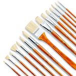 ARTIFY 15 Pieces Professional Natural Chungking Bristle Oil Paint Brush Set, Long and Heavy Handle, Perfect for Oil and Acrylic Painting