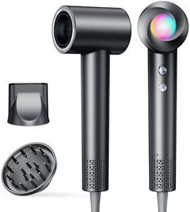Haokoo Seche Cheveux Ionique avec Diffuseur - SéChage Rapide, 500 Millions D'Ions, Contrôle intelligent de la température, 8 RéGlages De TempéRature Avec LED, Maison Voyage Salon