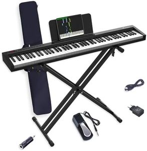 OYAYO E Piano 88 Tasten Digitales Klavier mit Halbgewichtete Vollgröße-Tastatur mit MIDI & Bluetooth Funktion, inkl. Klavierständer und Sustain-Pedal – Ideal für Kinder Zu Hause üben und Reisen