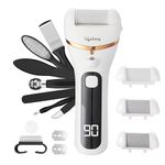 Lifelong Callus Remover for Feet Electronic with 3Heads | 14-in-1 Pedicure Tool Kit | Type-C Rechargeable Foot Scrubber for Dead Skin Remover | 3-Hr Runtime, Waterproof, 3-Speed Foot Cleaner & Filer