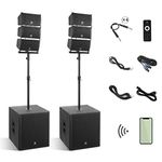 RECK CLUB-8000 18-inch 8000W P.M.P.O Stereo DJ/Powered PA Sound System Combo Set with Big Speakers, 6 Line Array Speakers and Two 18 inch Subwoofers, Bluetooth/USB/SD Card/Remote Control