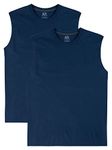 Fruit of the Loom Men's Eversoft Cotton Sleeveless T Shirts, Breathable & Moisture Wicking with Odor Control, Sizes S-4X, Muscle - 2 Pack - Navy, X-Large