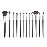 MINISO Makeup Brush Set, Premium Soft Eye Shadow Powder Eyebrow Brush Concealer Brush, Black, 12Pcs