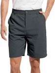 HIBETY Men's 9" Inseam Golf Outdoor Flat Front Shorts Casual Work Dress Shorts Quick Dry Athletic Shorts with 5 Pockets Deep Grey-40