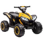 HOMCOM 12V Electric Quad Bike for Kids Ride On Car ATV Toy, with Forward Reverse Functions, LED Headlights, Music, for Ages 3-5 Years - Yellow