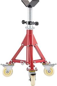 VEVOR Pipe Stand, Pipe Jack Stand, V Head Pipe Stand Adjustable Height 20-37 Inch, Pipe Jack Stands with Casters 882 LB, Folding Portable Pipe Stands 1/8 to 12 Inch Pipe Supporting, Steel Jack Stand