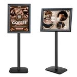 Mutualsign A3 Display Stand Heavy Duty Sign Stand with Stable Base, Floor Standing Poster Stand for Menu/Notice/Display, Outside Welcome Sign Holder, Black