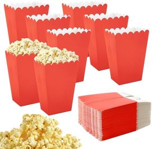 APOMOONS 50 Pezzi Scatola di Popcorn Bianca, Popcorn Scatole di Carta Mini Contenitori Carta per Popcorn, Sacchetti Pop Corn, per Posizionare Popcorn e Snack in Cinema Feste Picnic Feste (Rosso)