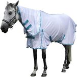 Gallopof Horse Fly Sheet with Detachable Neck Cover, Maximum Airflow Breathable Open Weave Mesh for Hot Weather, Anti-Rub Comfort, 65% UV Protection, Cool Summer Sheet for Pasture & Barn White 81