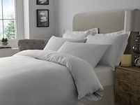 100 Percent Brushed Cotton Duvet Cover Sets Plain Dyed Reversible Flannelette Bedding Sets With Matching Pillowcases (Additional Oxford Pillowcase Pair, White) (BCDC)