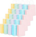 Juvale 25 Pack Pastel Gift Bags with Handles, Paper Party Favor Bags, Color Paper Bags for Baby Shower, Goodies, Birthdays, 5 Colors - 6.3x3.2x8.7 inch