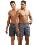 Jockey 1223 Men's Super Combed Mercerized Cotton Woven Checkered Boxer Shorts with Side Pocket (Pack of 2)_Black_XL