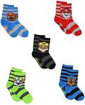 Nickelodeon Paw Patrol Toddler Boys 5 Pack Crew Style Socks Set (X-Small (2T-4T), 5 Pack Crew)