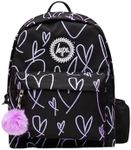 hype school uni casual work hiking day backpacks for kids boys girls teens men and women, Purple Glitter Heart, One Size