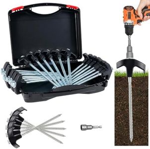 8" Heavy Duty Screw in Tent Stakes 20 Pack Drill in Ground Anchors