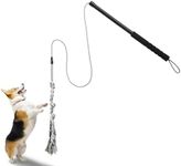 Gingull Outdoor Flirt Pole for Dogs - Interactive Toy Teaser Wand for Dogs Outdoor Chase and Tug of War Heavy Duty Dog Flirt Pole, Durable Pet Toys for Small Dogs, Black