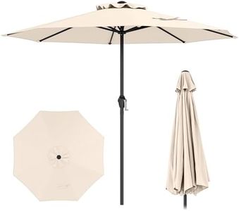 Costway 2.6M Patio Umbrella, Outdoor Heavy Duty Market Umbrella w/Crank Handle, 8 Sturdy Ribs, Vented Top, Sun Protection, Table Umbrella for Patio, Garden, Backyard, Poolside (Beige)